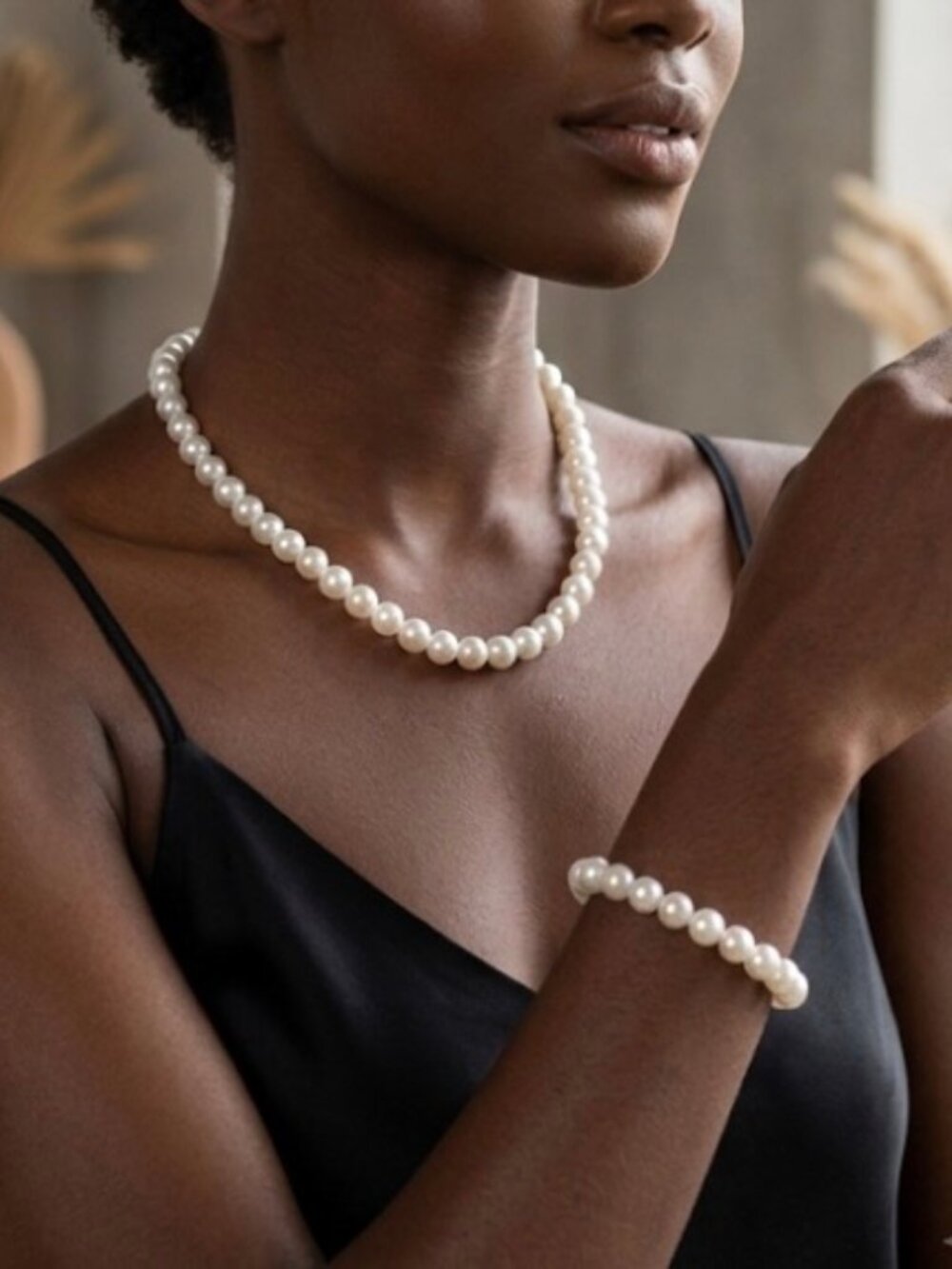 Pearl Jewelry Bracelet Necklace Jewelry Set 9mm
